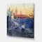 Designart - Blue Tram At Sunset With Church During Sunset - Nautical & Coastal Canvas Wall Art Print